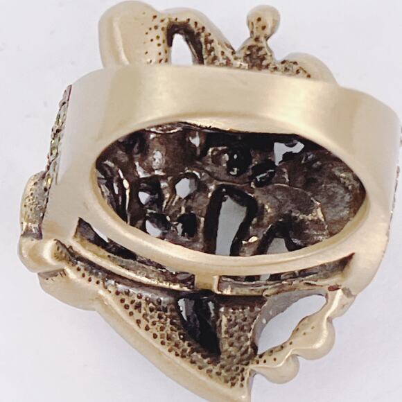 Signed Heidi Daus Swarovski Crystal Colorful Gold Tone Cocktail Ring Size 6.75 - Picture 9 of 10